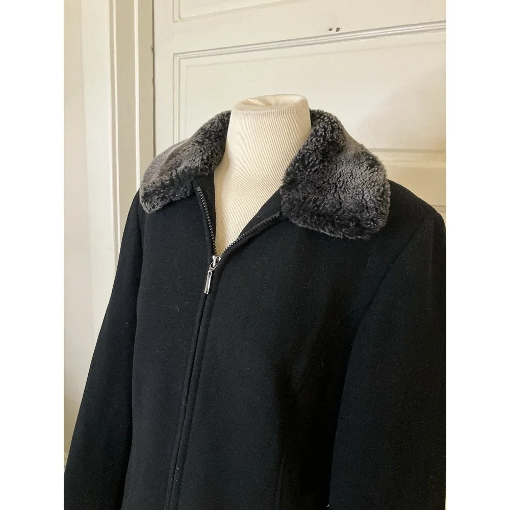Collection By Gallery Coat Black Sz Med Jacket With‎ Faux Fur
